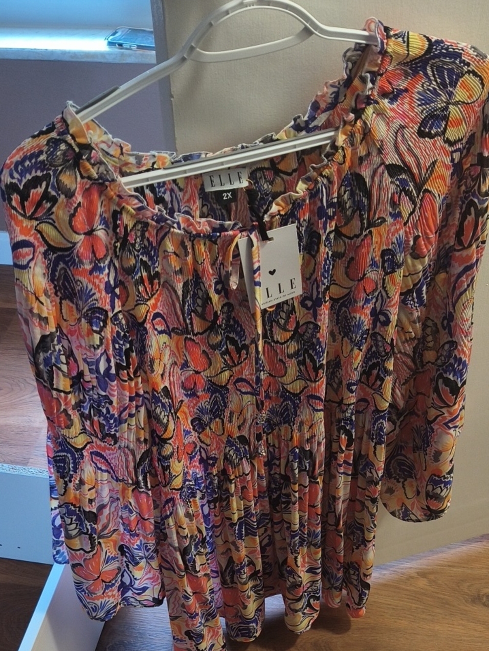 ELLE Floral Print Peasant Top in Multicolor